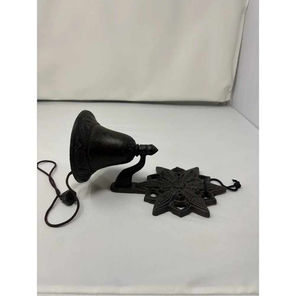 Farmhouse Outdoor Dinner Bell Rustic Snowflake Cast Iron Wall Mounted Ornate